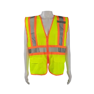 LV2-CB1 ANSI/ISEA CB1 Two Tone DOT Class II Safety Vest, Lime Solid