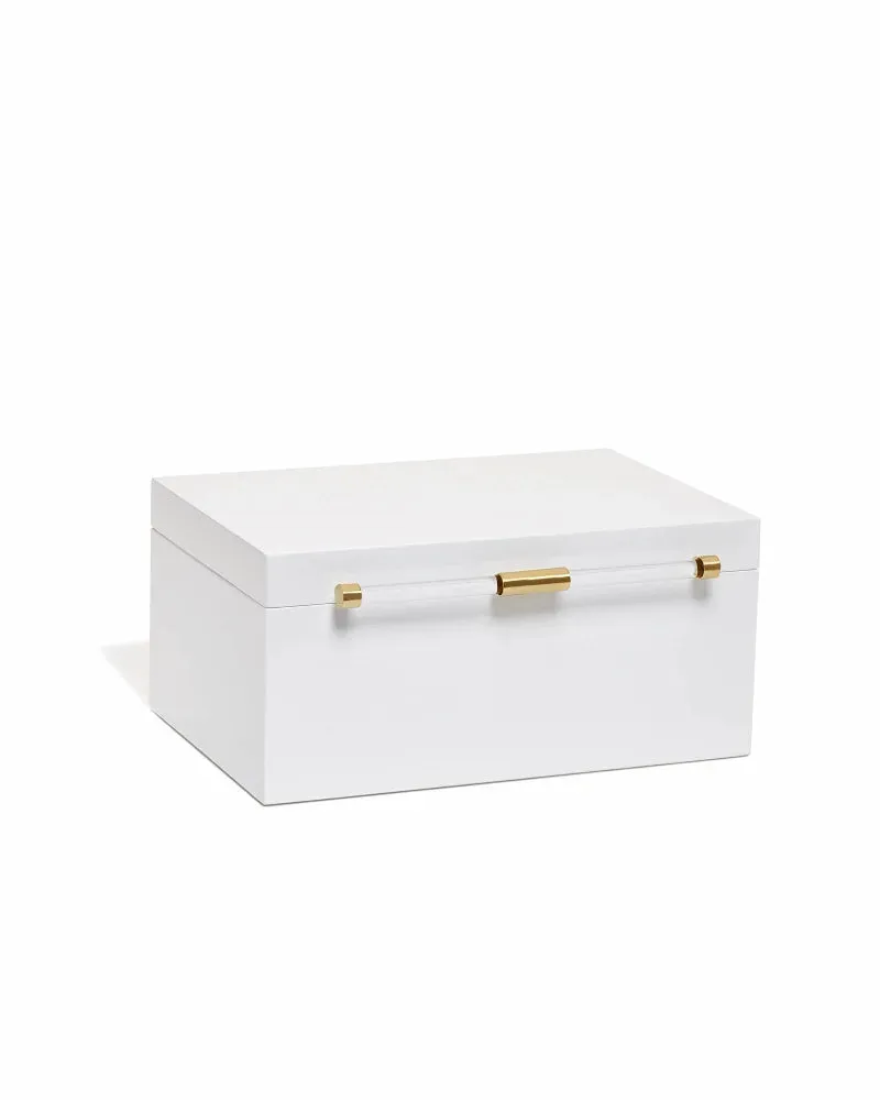 Medium Jewelry Box Bbs White 11 X 7.5 X Medium Antique Brass Jewelry Box in White Lacquer