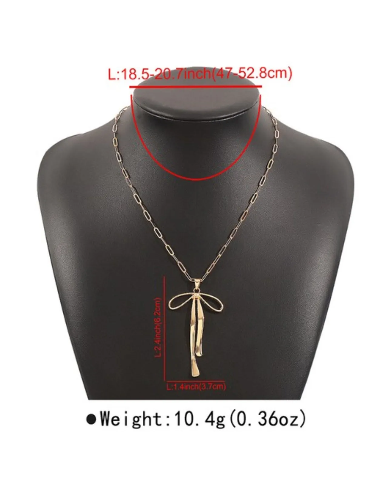 Metal Bow Pendant Necklace Gold