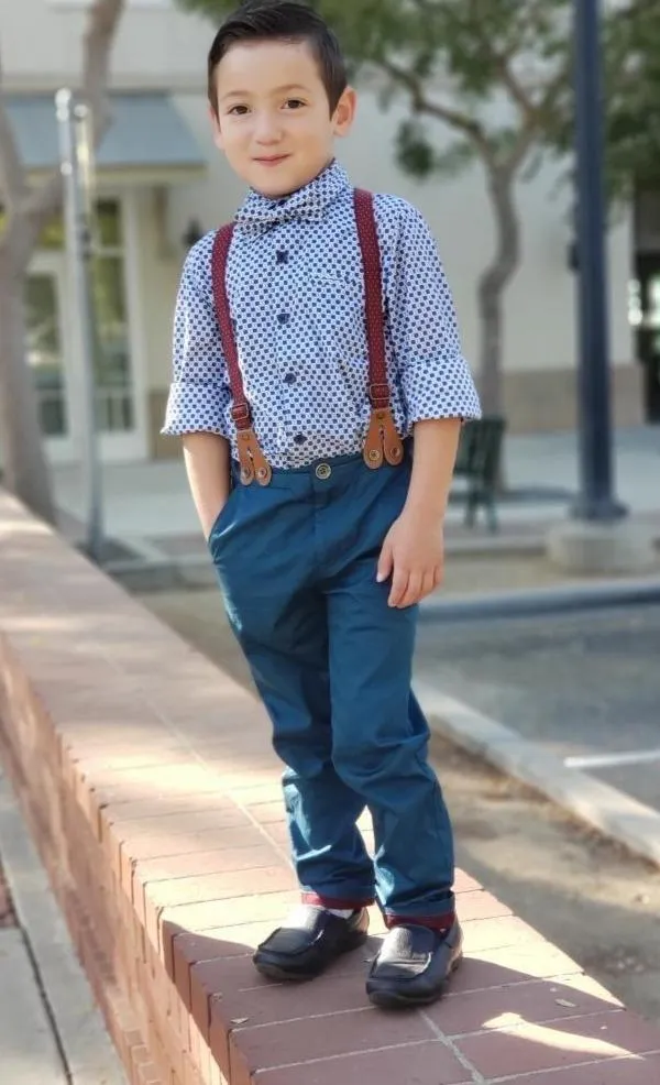 Michael : Blue floral shirt & bowtie