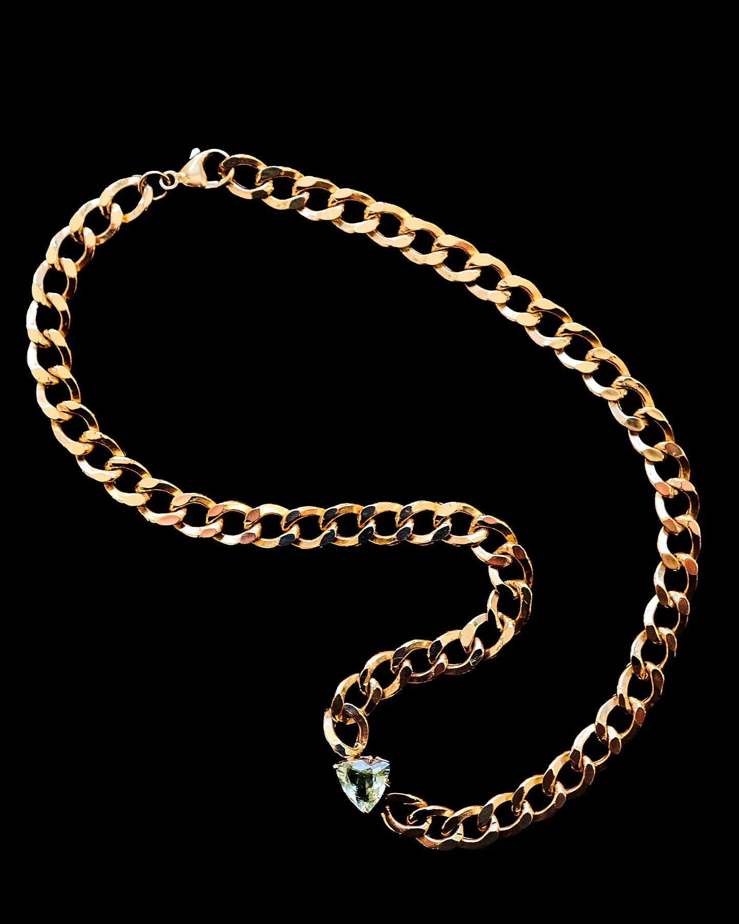 Mint Green Tourmaline Cuban-Link Pyramid Choker