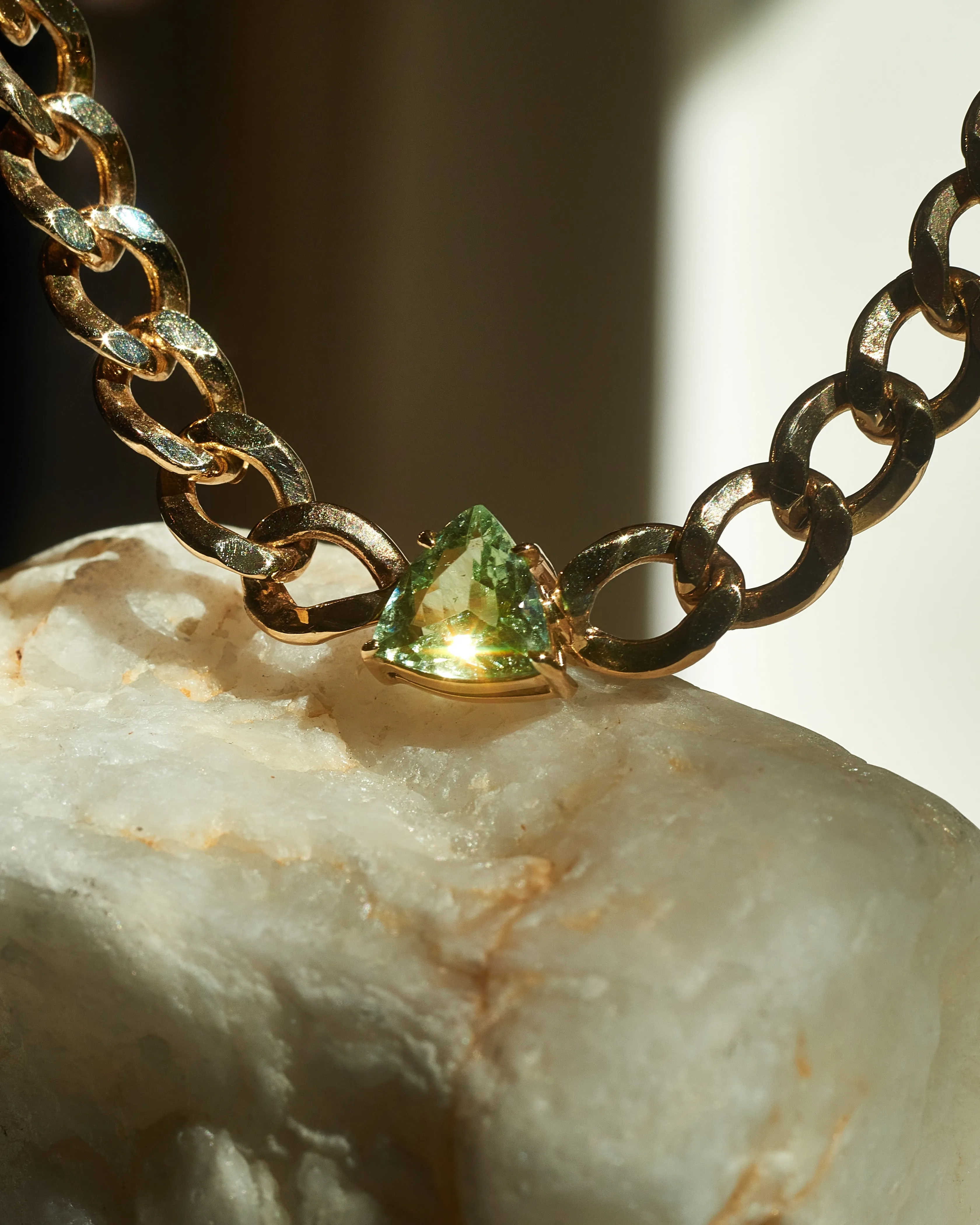 Mint Green Tourmaline Cuban-Link Pyramid Choker