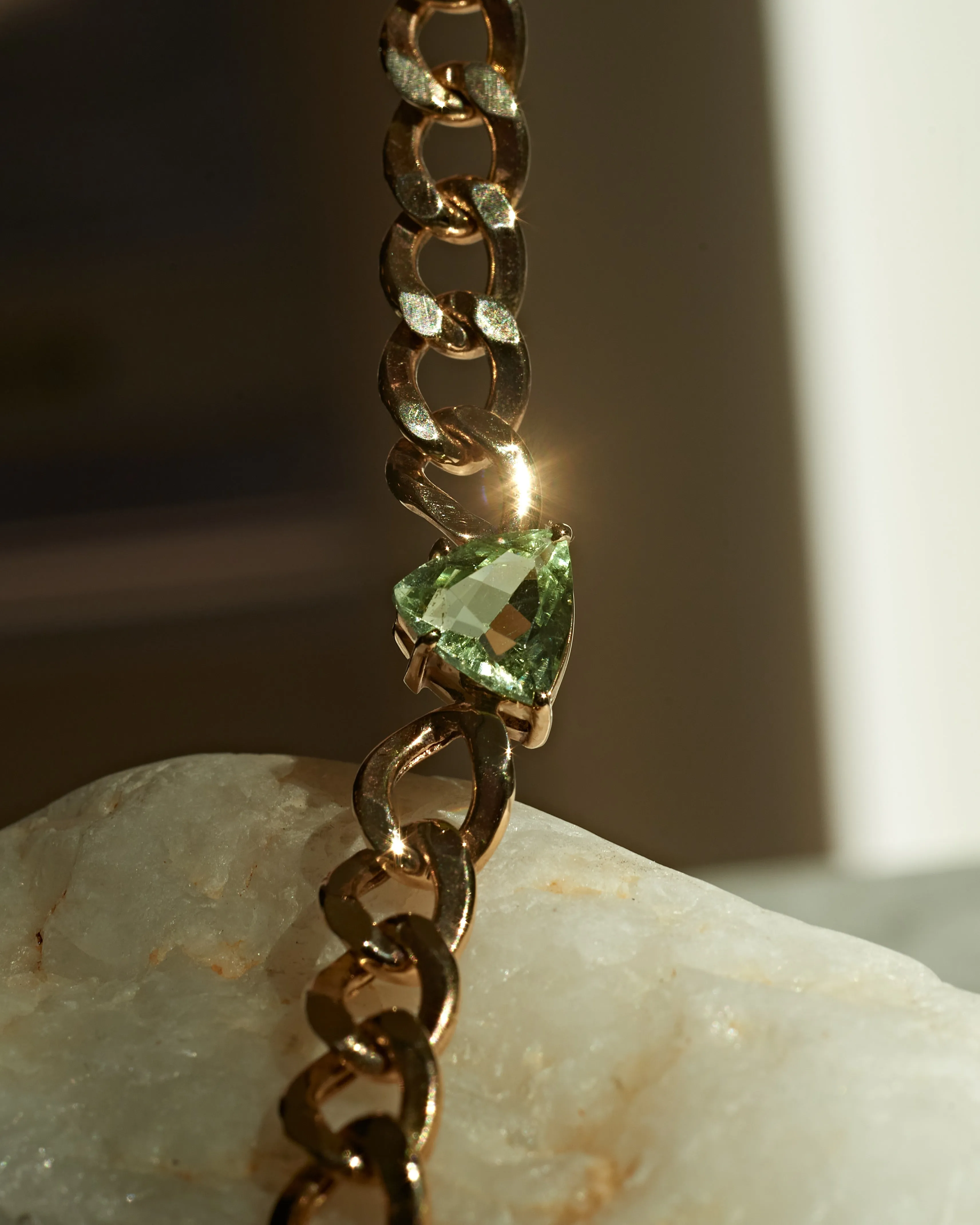 Mint Green Tourmaline Cuban-Link Pyramid Choker