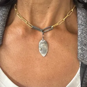 Modern Gold Link Chain with Double Paper Clip Clasp and Desire Talisman