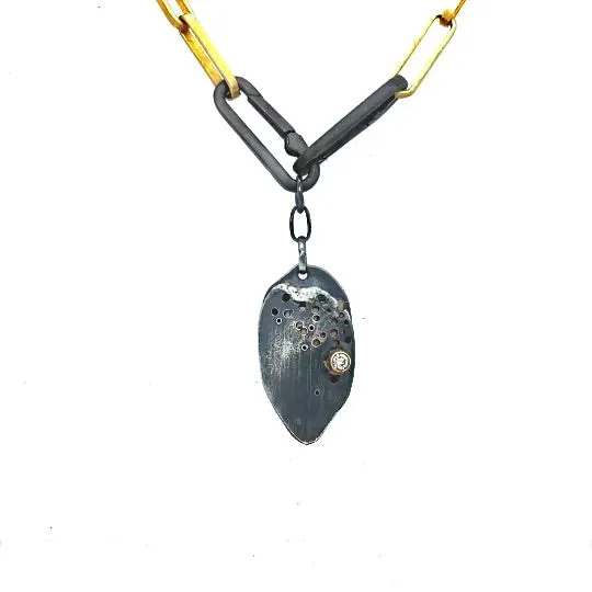 Modern Gold Link Chain with Double Paper Clip Clasp and Desire Talisman