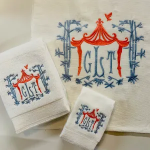 Monogrammed Pagoda Shower Curtain
