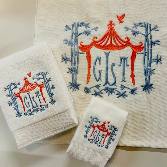 Monogrammed Pagoda Shower Curtain