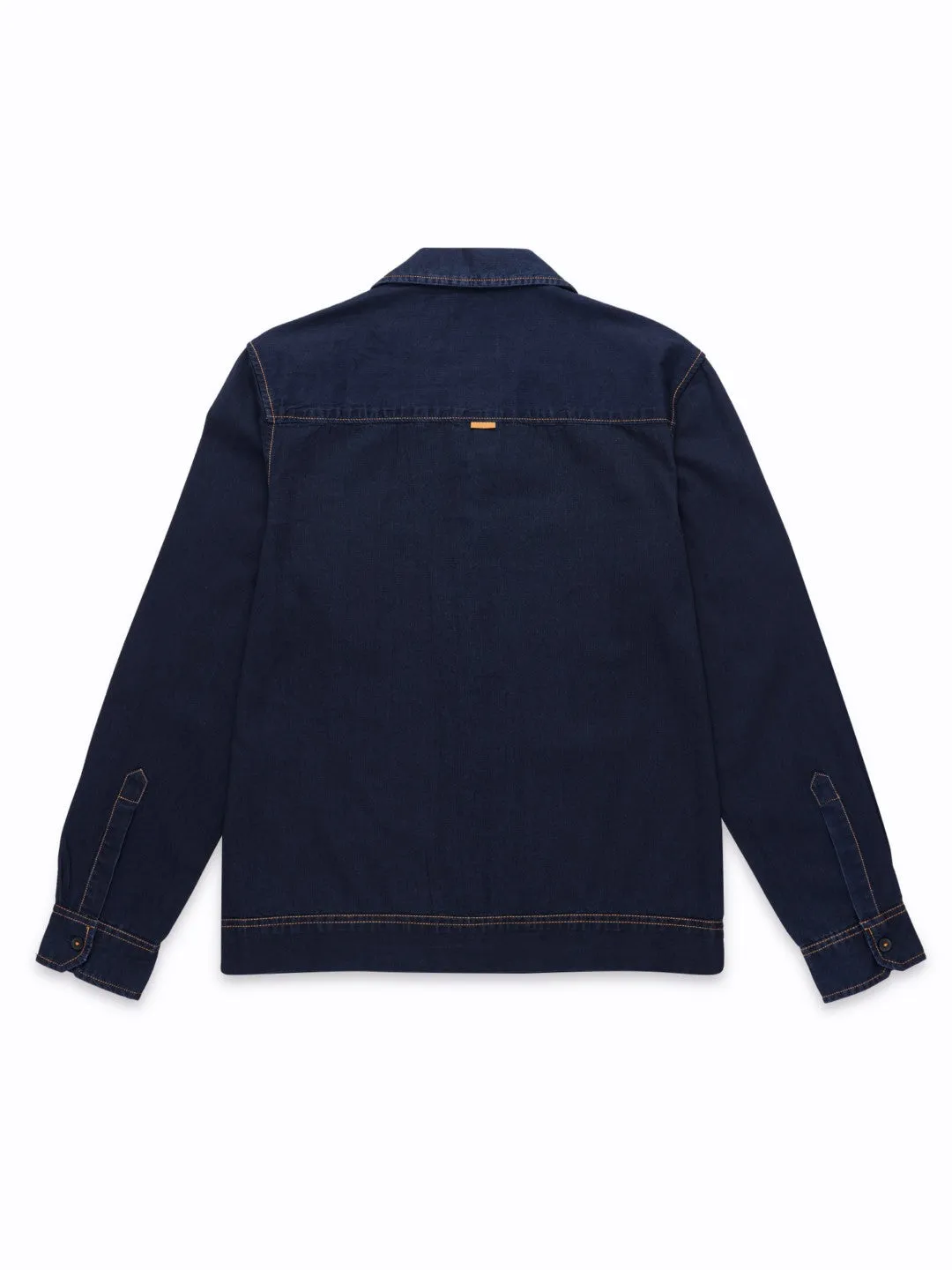 Navy Plain Double Pocket Denim Shirt