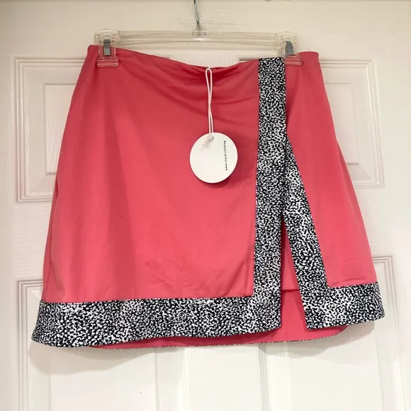 NEW STAUD pink pattern trim tennis style skort