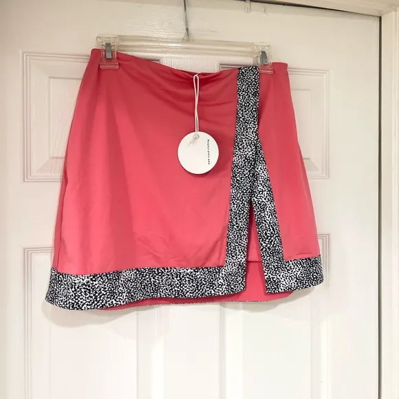 NEW STAUD pink pattern trim tennis style skort