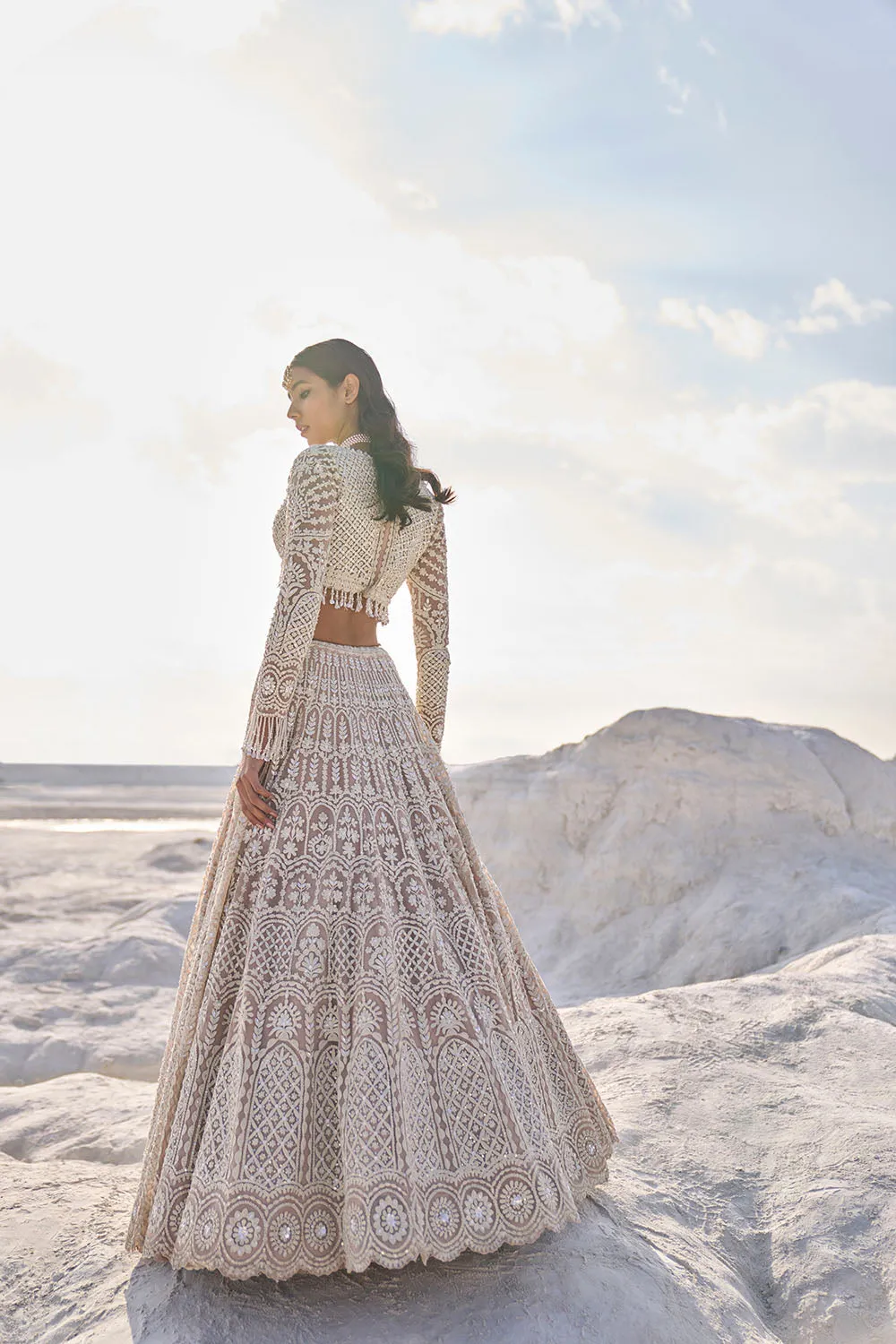 Nude Cream Dori Lehenga Set