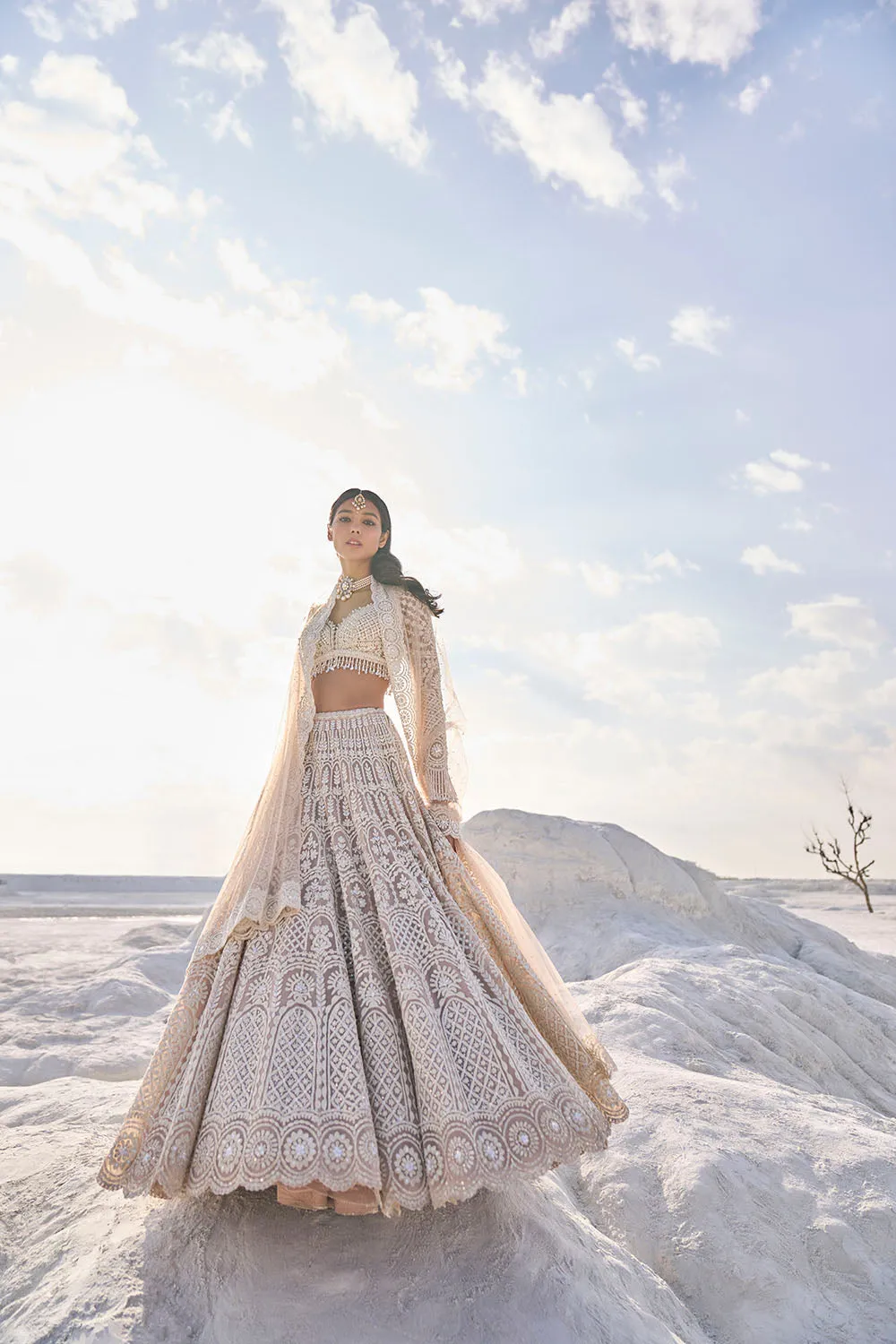 Nude Cream Dori Lehenga Set
