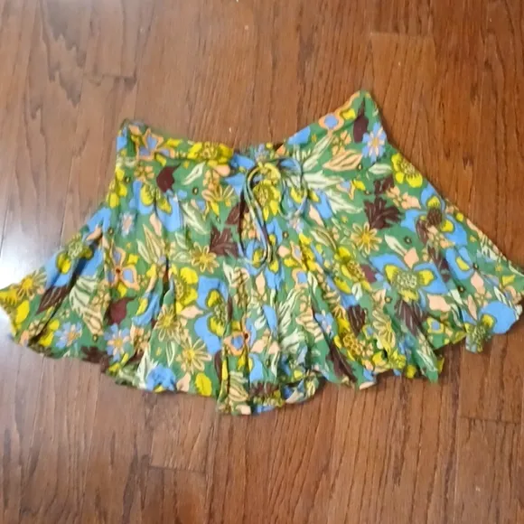 NWT new Free People Ellie floral printed Ivy Combo flared mini skirt skort XS