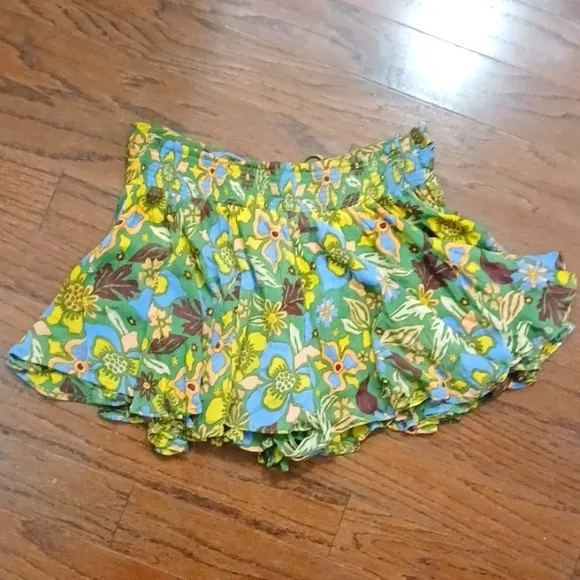 NWT new Free People Ellie floral printed Ivy Combo flared mini skirt skort XS