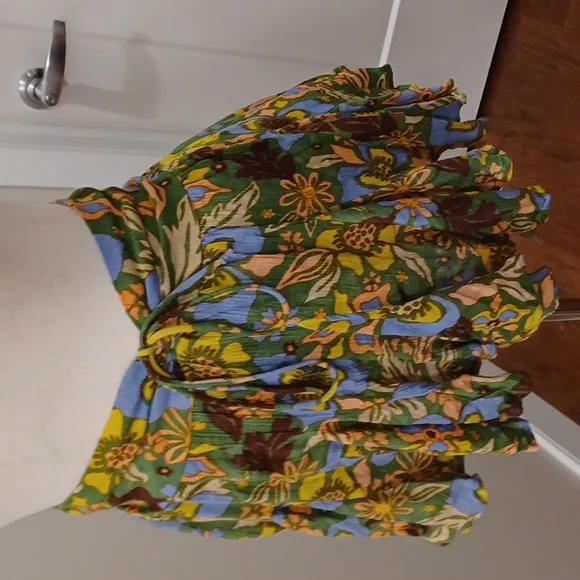 NWT new Free People Ellie floral printed Ivy Combo flared mini skirt skort XS