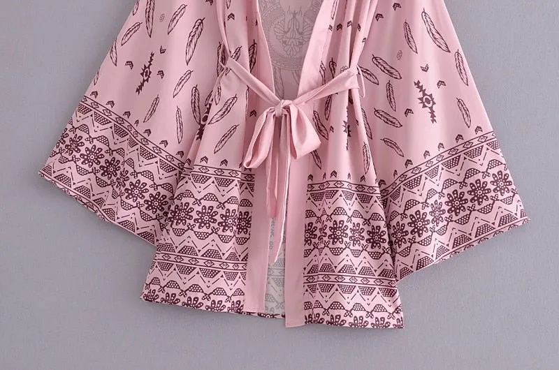 NYLA Bohemian Floral Print Kimono (Pink)