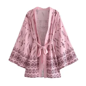 NYLA Bohemian Floral Print Kimono (Pink)