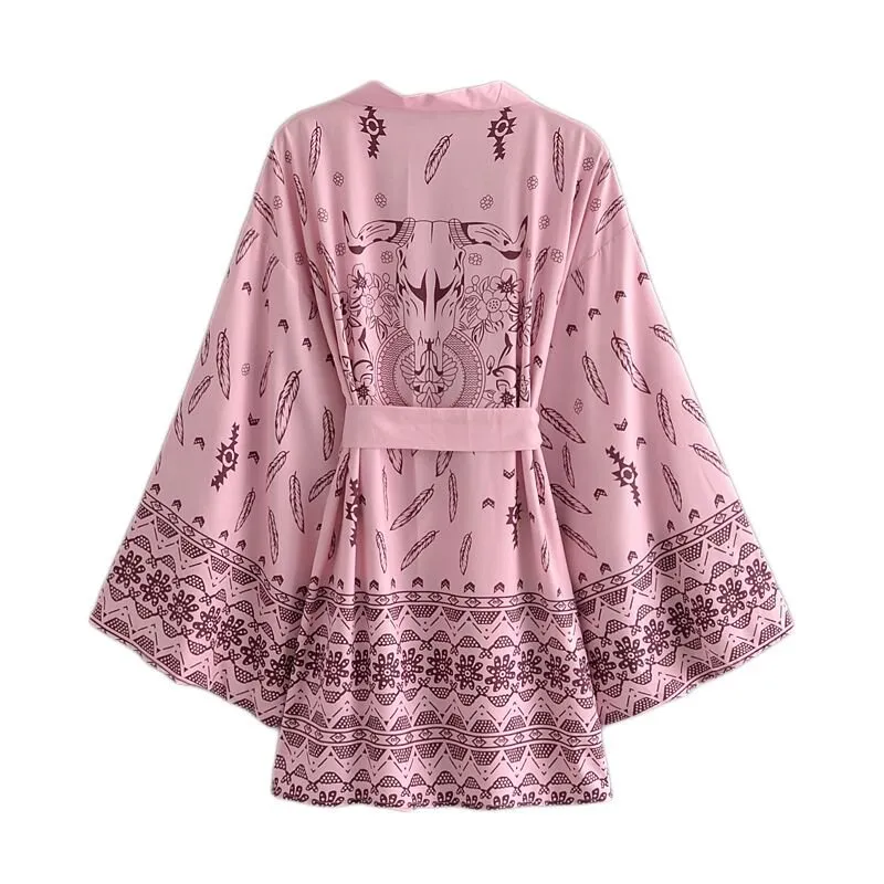 NYLA Bohemian Floral Print Kimono (Pink)