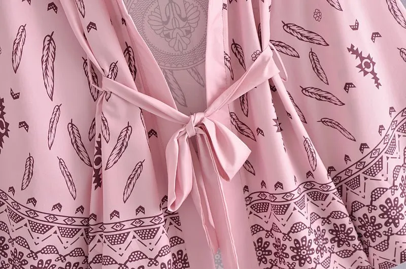 NYLA Bohemian Floral Print Kimono (Pink)