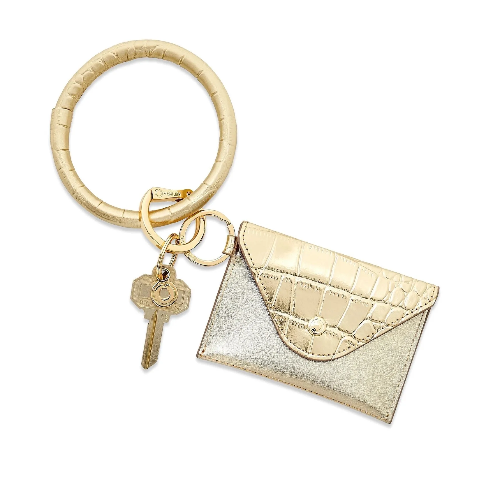 O-ring Mini Envelope Wallet Gold Crocodile