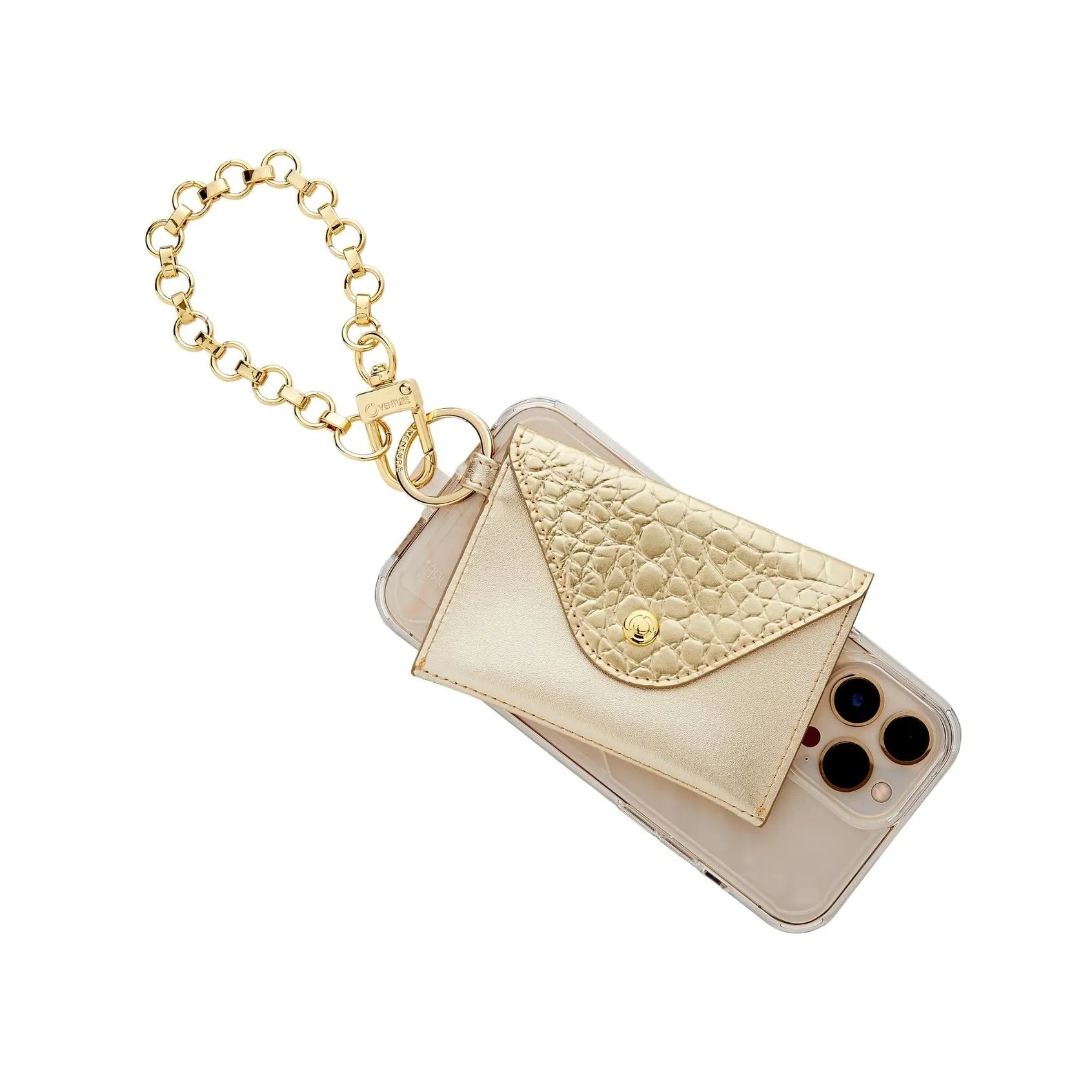 O-ring Mini Envelope Wallet Gold Crocodile