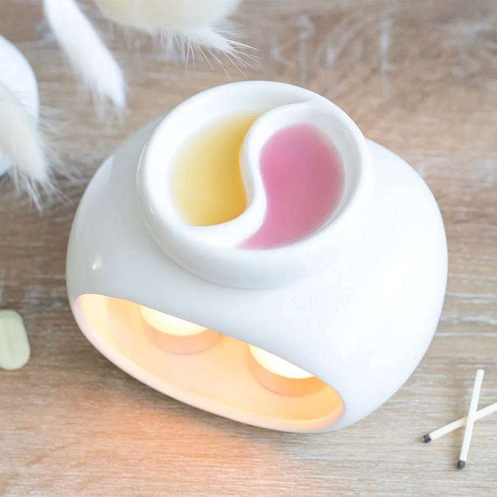 Oil Burner Off White Double Ceramic