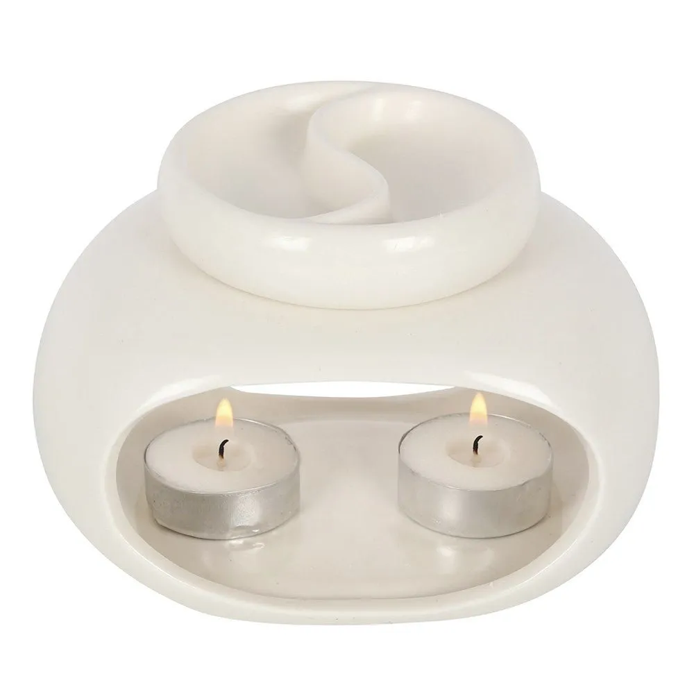 Oil Burner Off White Double Ceramic