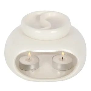 Oil Burner Off White Double Ceramic