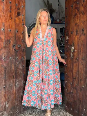 Pam sleeveless maxi boho dress pink flower 🌸