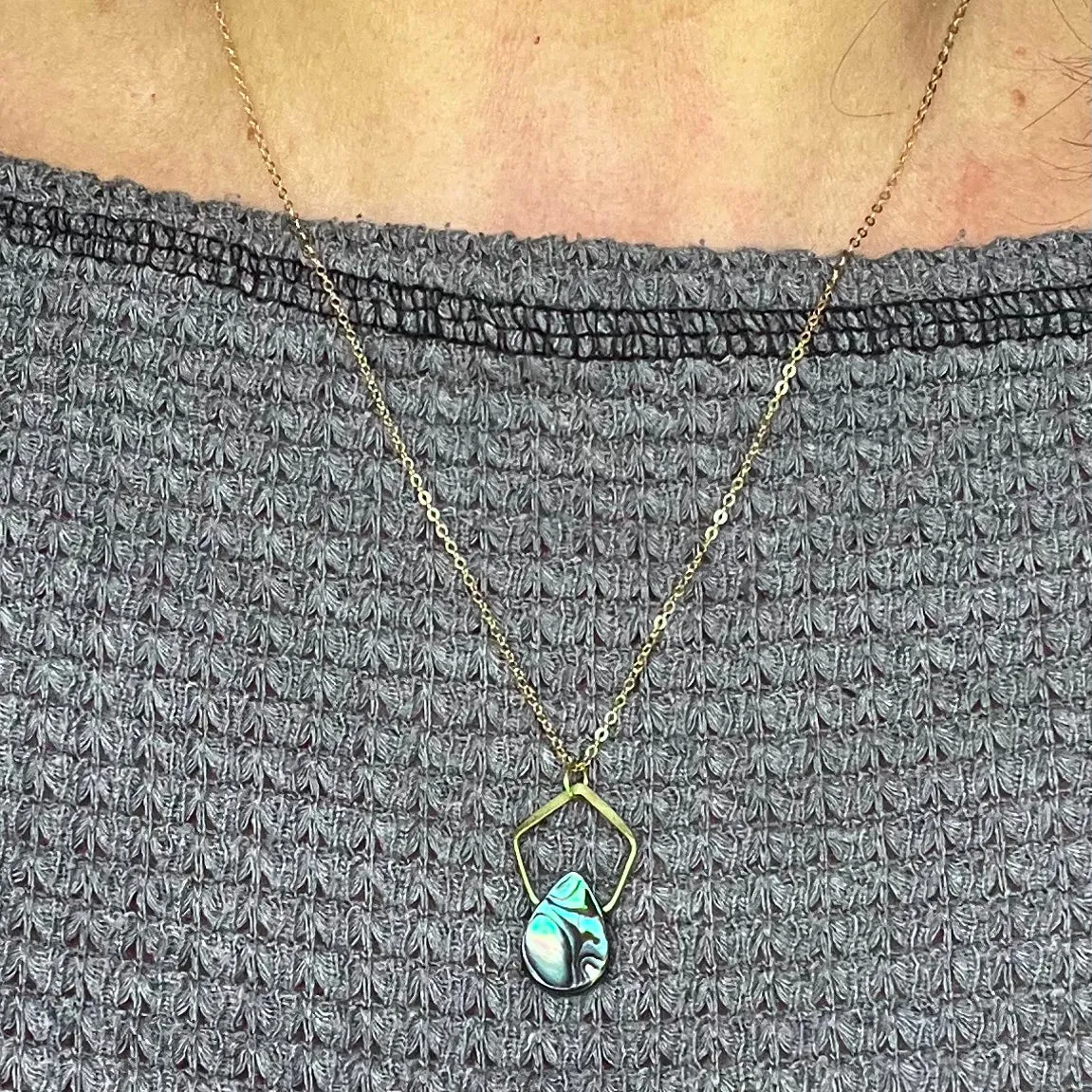 Pentagonal Necklace with Healing Gemstones in Sterling Silver or 14K Gold Filled