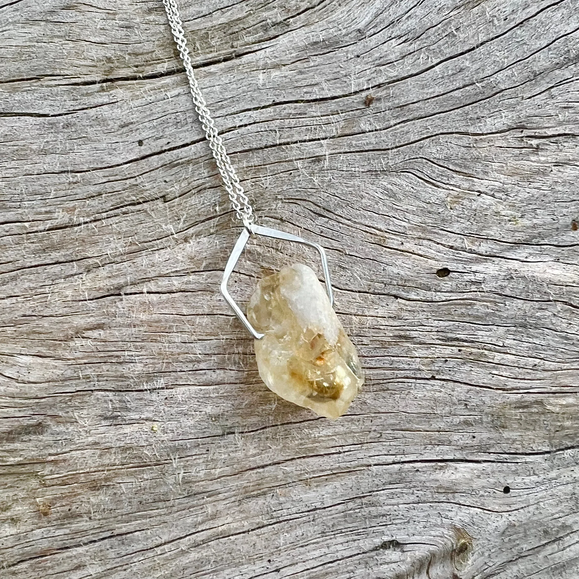 Pentagonal Necklace with Healing Gemstones in Sterling Silver or 14K Gold Filled