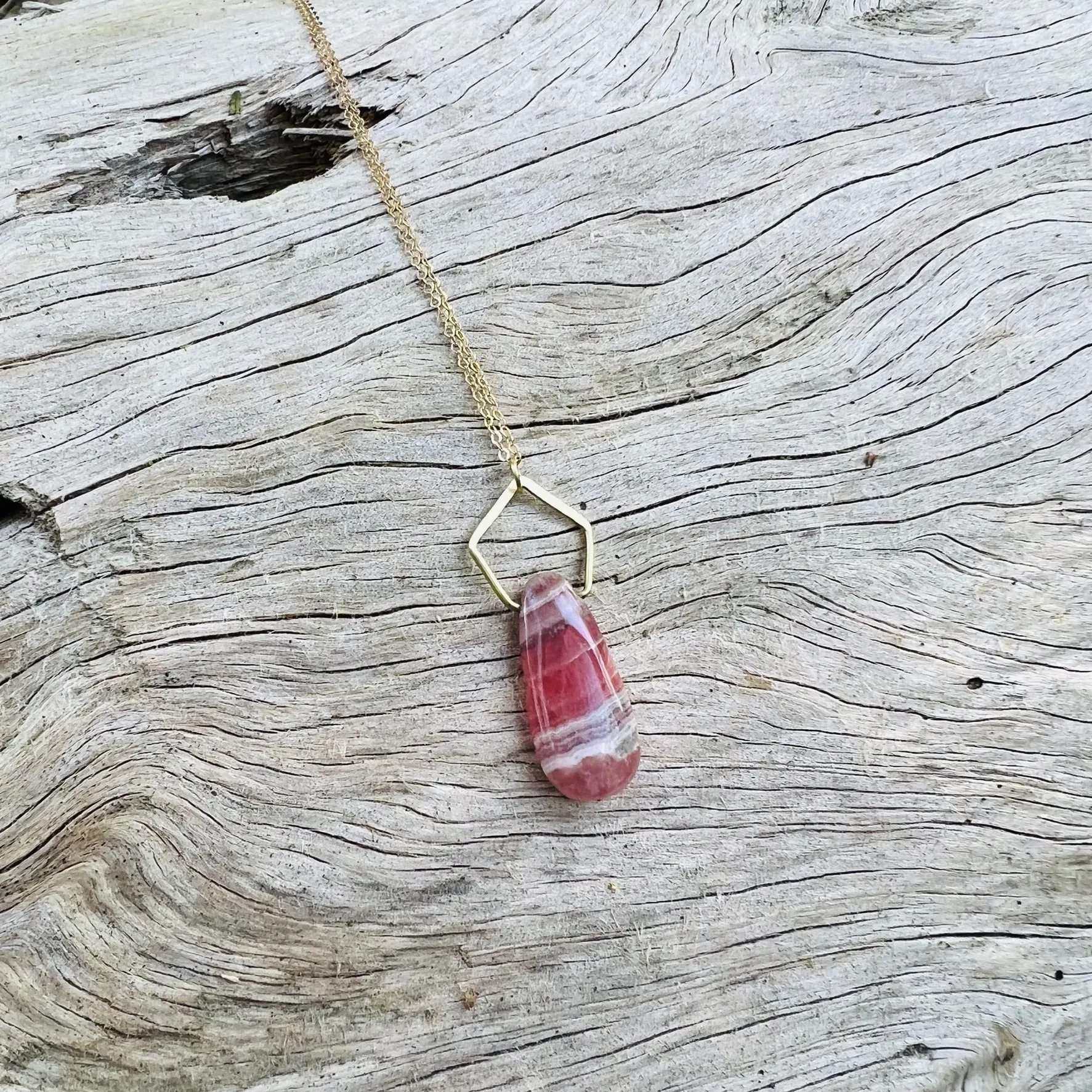 Pentagonal Necklace with Healing Gemstones in Sterling Silver or 14K Gold Filled