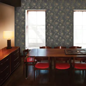 Peonies Noir Self-Adhesive PE508 Wallpaper