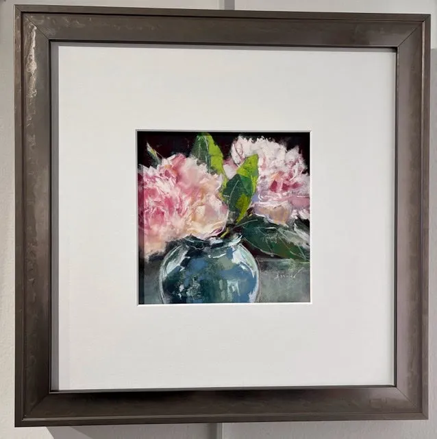 Peony - Pastel Study - Original Pastel Painting with Matte/Framed