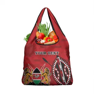 Personalized Afro Kenya Coat Of Arms Grocery Bag Ethnic Seamless Pattern LT18