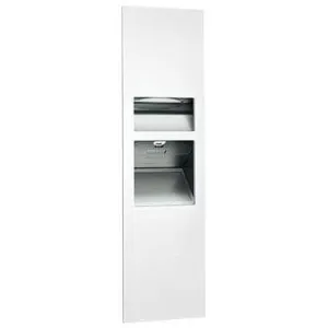 Piatto Recessed 3-In-1 Paper Towel Dispenser, Hand Dryer and Waste Receptacle, 208-240V, White Phenolic Door ASI 64672-2-00