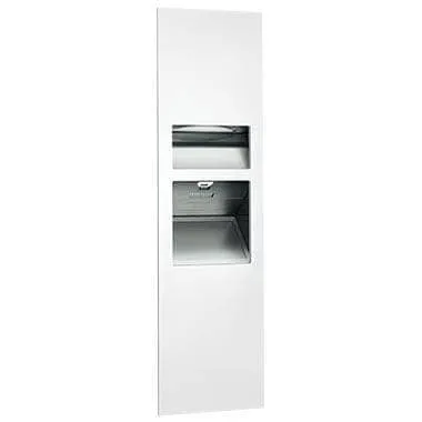 Piatto Recessed 3-In-1 Paper Towel Dispenser, Hand Dryer and Waste Receptacle, 208-240V, White Phenolic Door ASI 64672-2-00