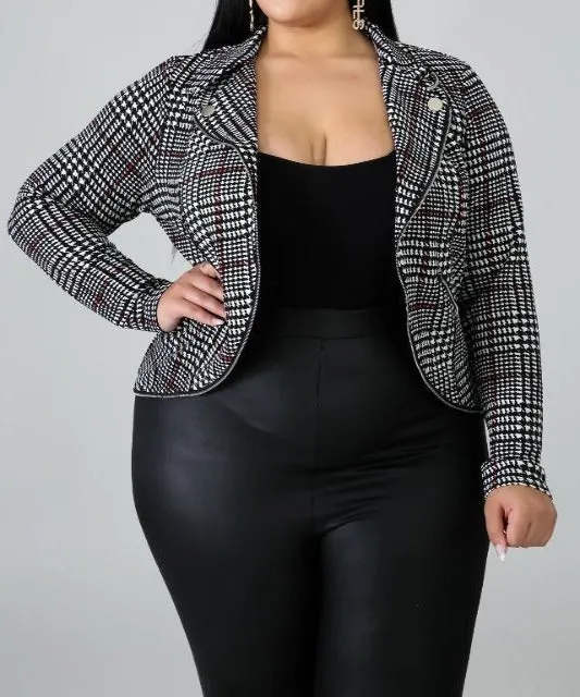 Plaid Houndstooth Jacket (Plus)