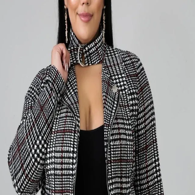 Plaid Houndstooth Jacket (Plus)
