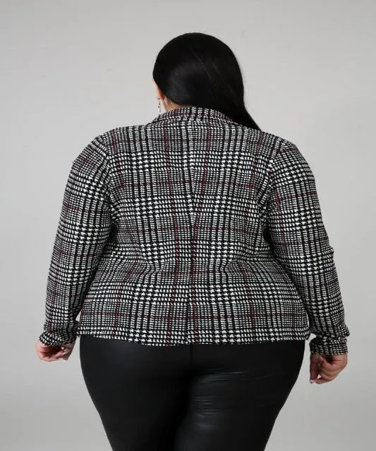 Plaid Houndstooth Jacket (Plus)