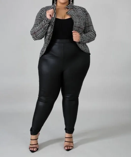 Plaid Houndstooth Jacket (Plus)