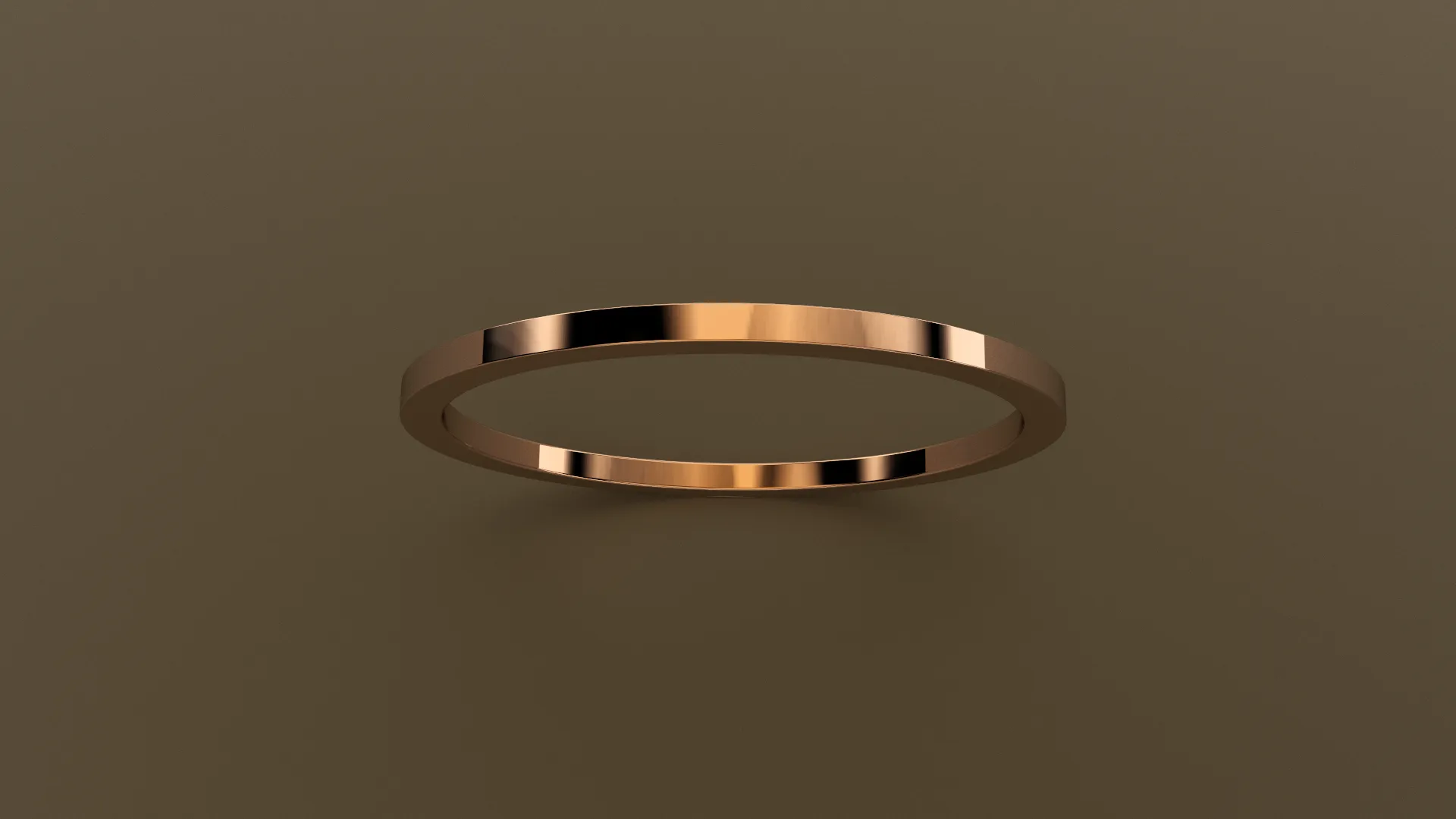 Polished Rose Gold 1mm Flat Wedding Band