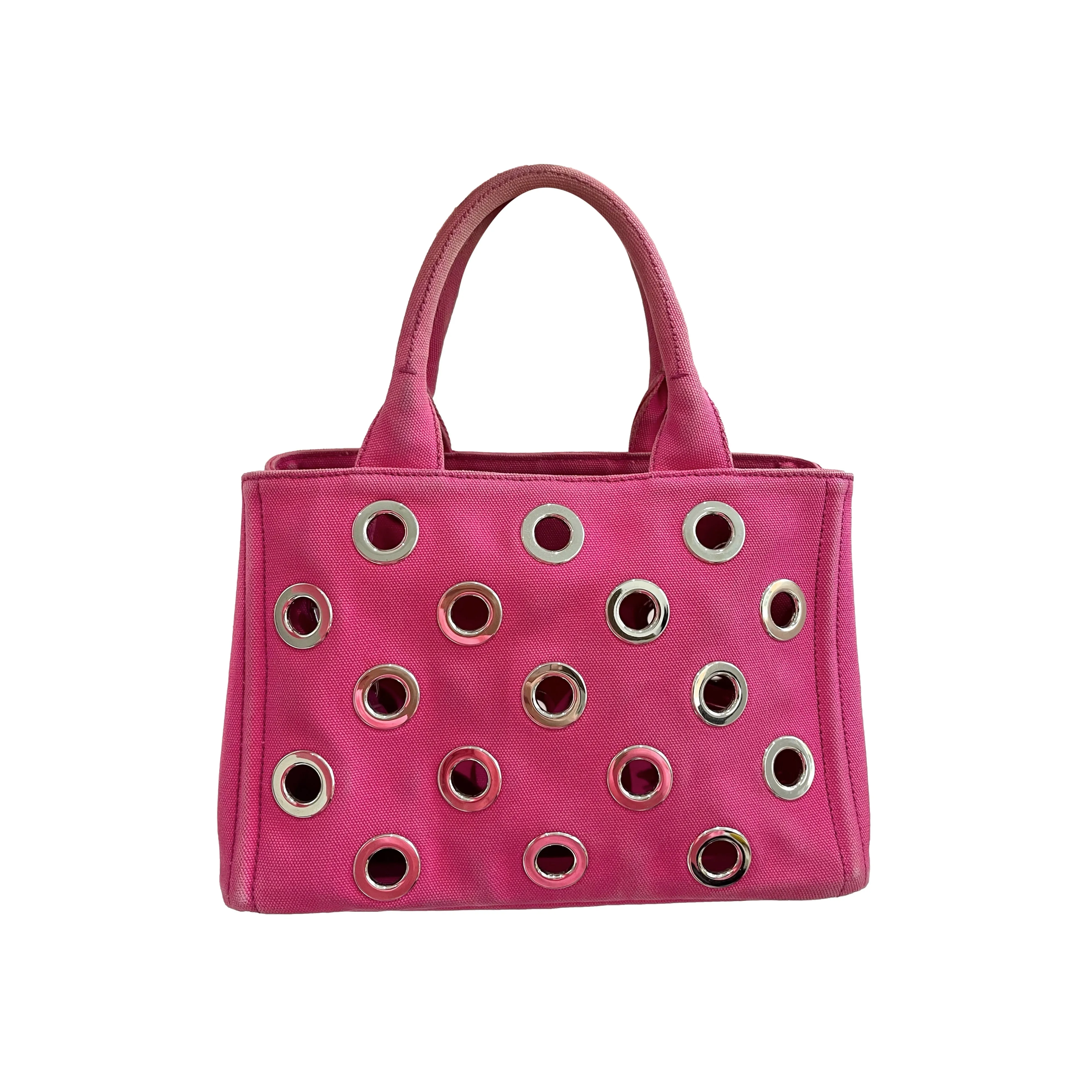 Prada Pink Canvas Gromet Beg