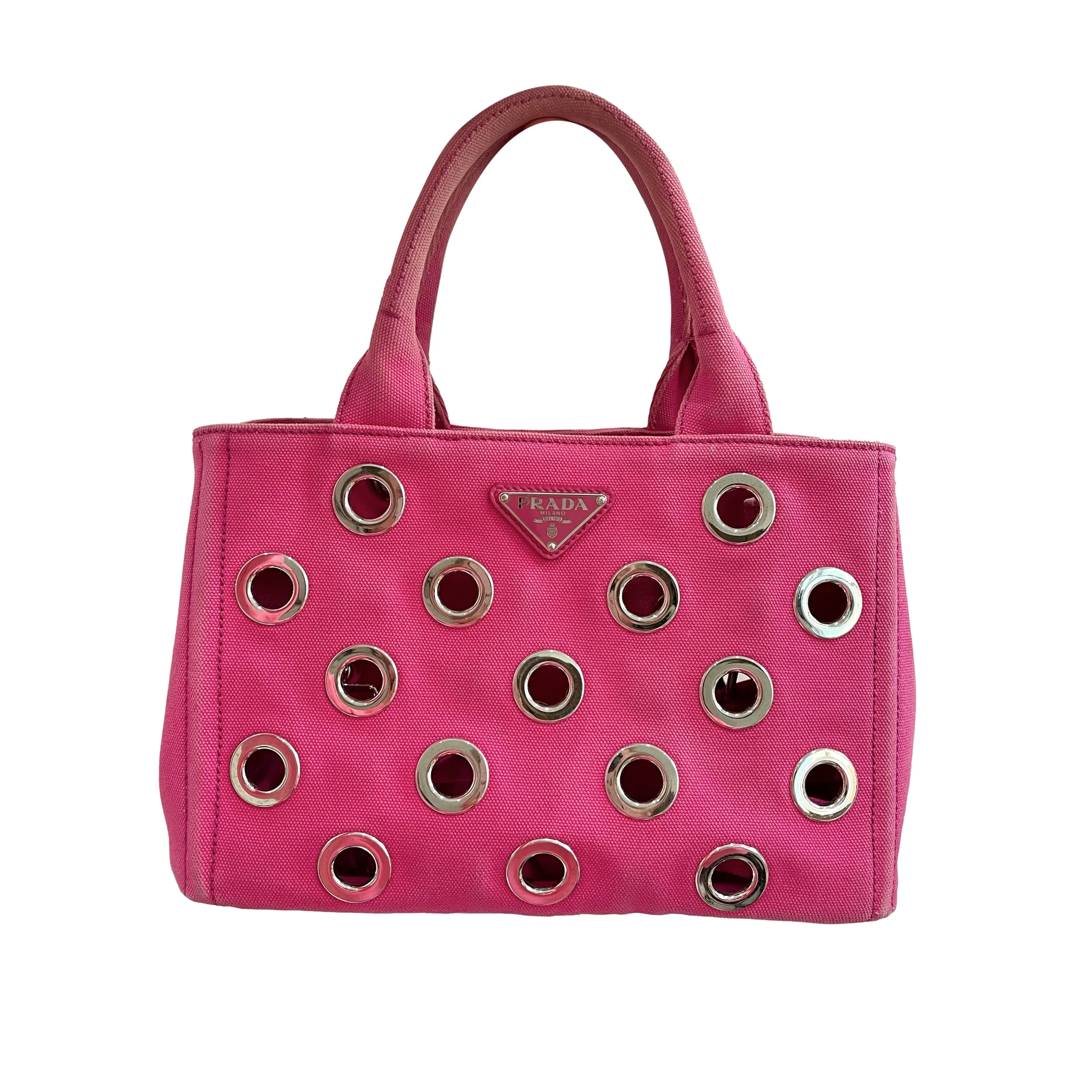 Prada Pink Canvas Gromet Beg