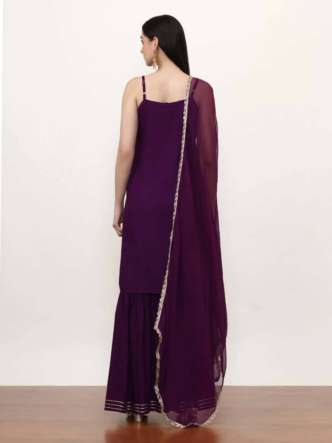 Printed Ethnic Motifs Kurta Sets With Poly Chiffon Dupatta