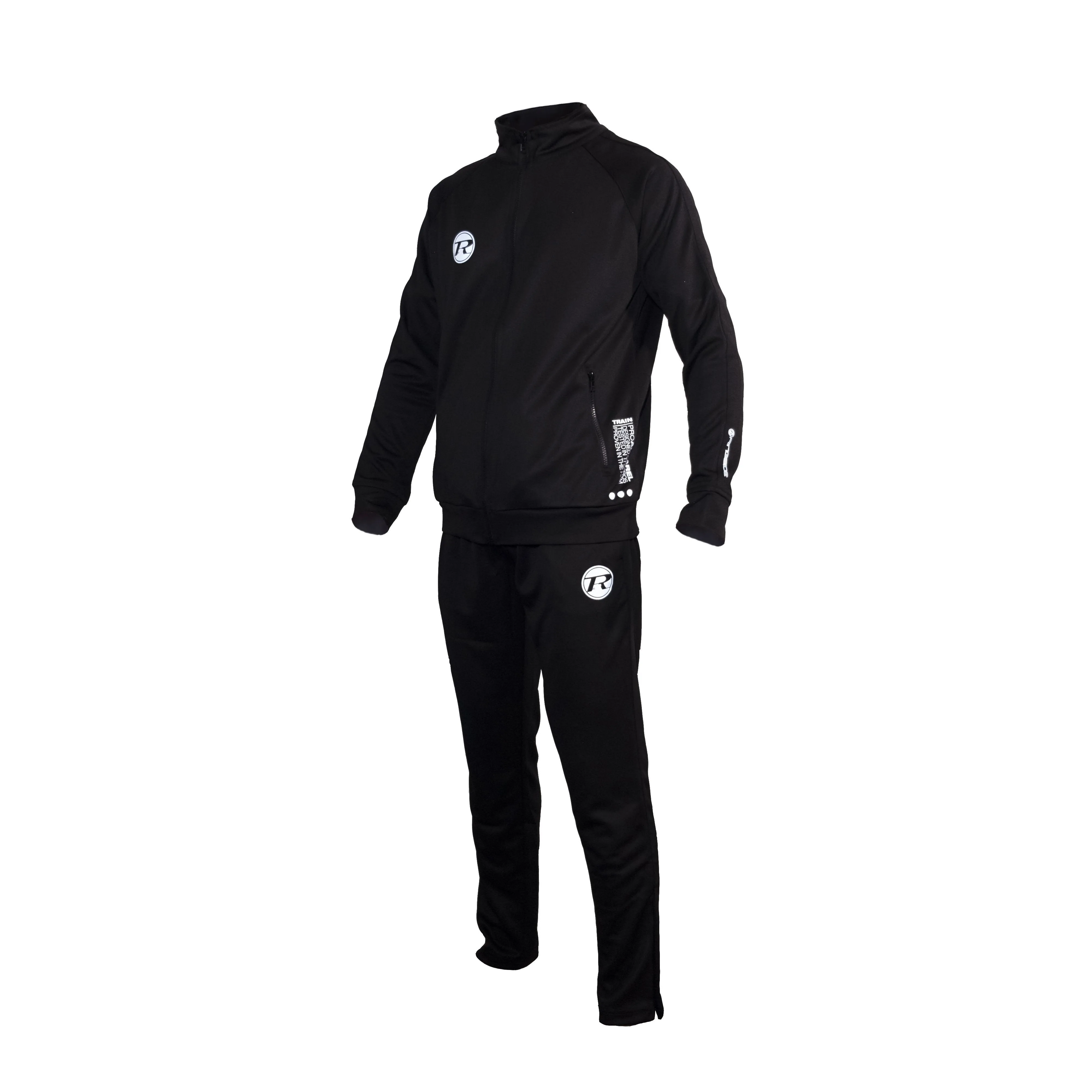 Pro Apparel Funnel Neck Tracksuit Black/Silver