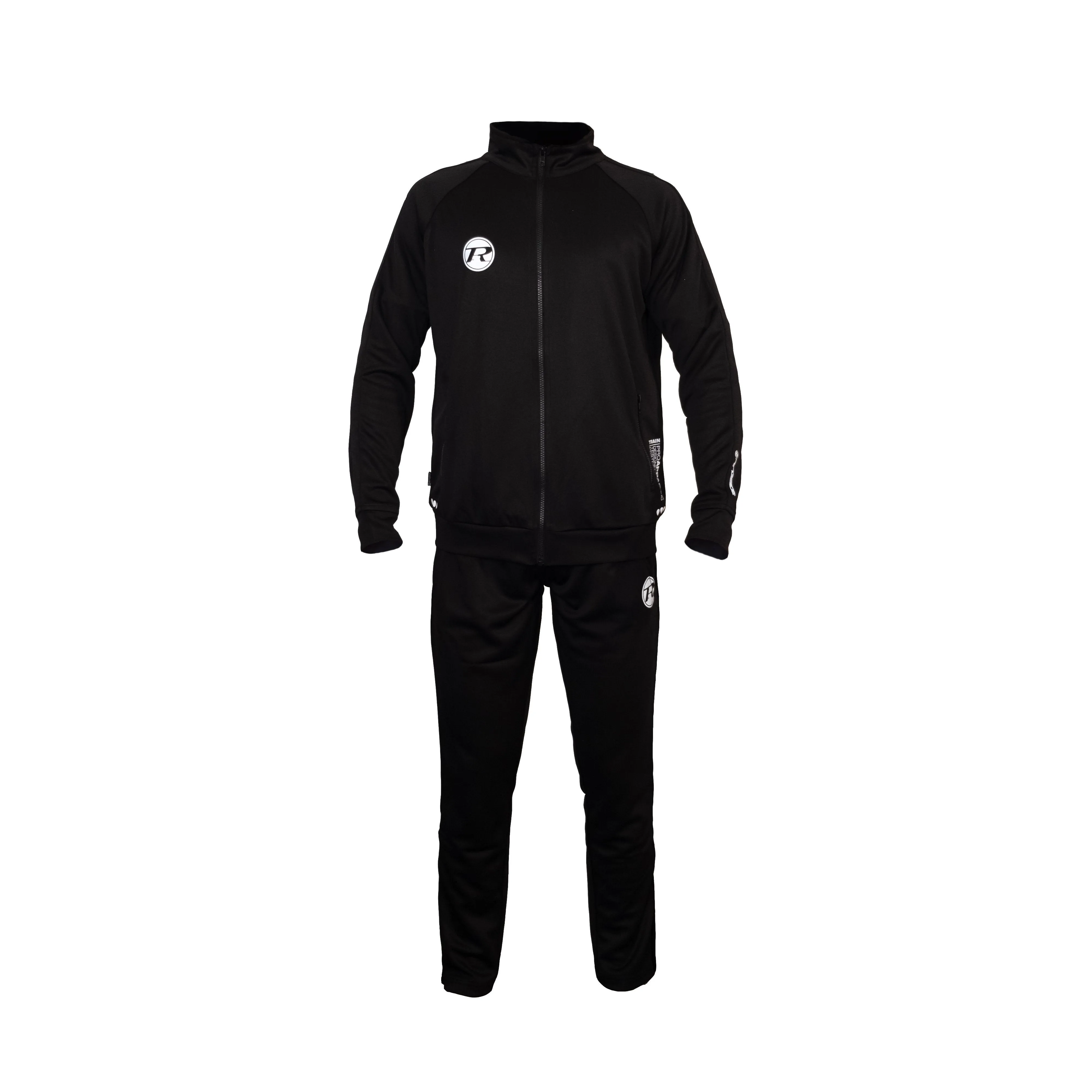 Pro Apparel Funnel Neck Tracksuit Black/Silver