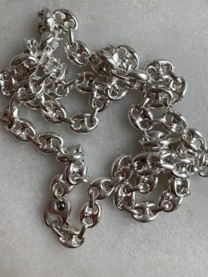 Puffy Mariner Link Chain choker in Sterling Silver