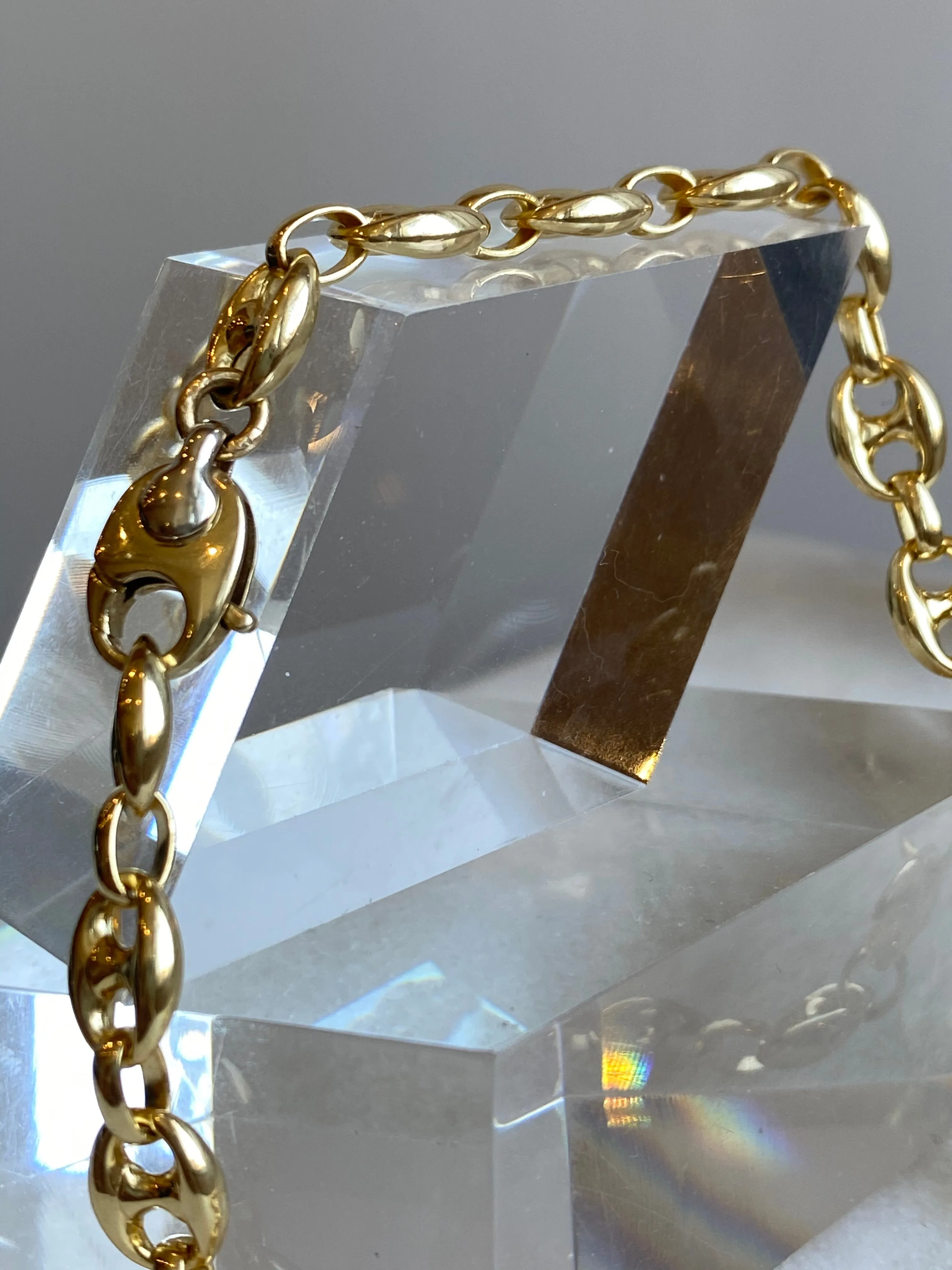 Puffy Mariner Link Chain in 14k Solid Gold