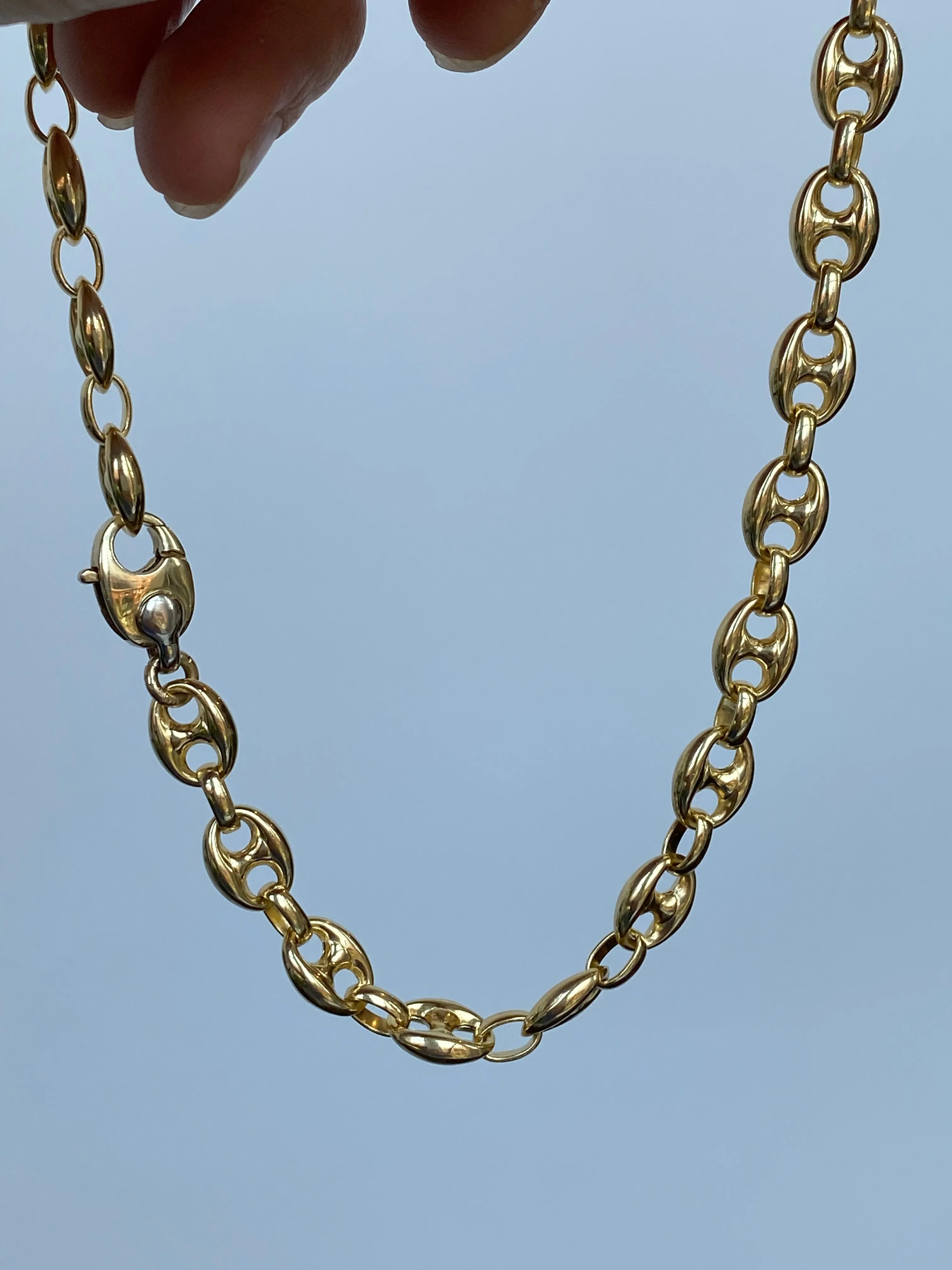 Puffy Mariner Link Chain in 14k Solid Gold